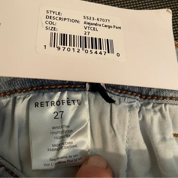 Retrofete Alejandra Slouchy Wide Leg Cargo Jeans NWT - Picture 8 of 9
